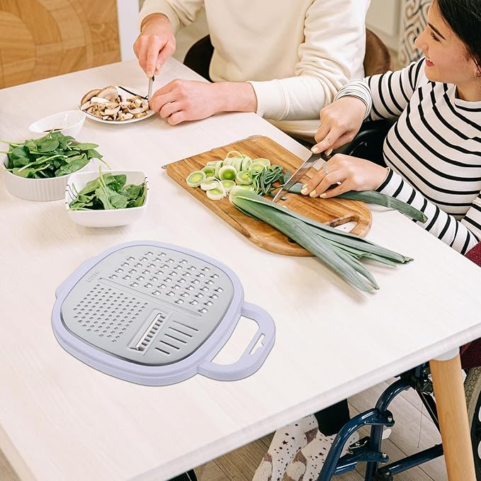 PRETYZOOM Multifunctional Kitchen Grater Slicer Stainless Steel Vegetable Cutter Portable Kitchen Gadget 9.44X7.44X2.36 Inch for Efficient Food Preparation