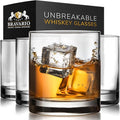 Bravario Unbreakable Whiskey Glasses, Plastic Rocks Glasses — 12.5 oz Clear Dishwasher Safe Tritan Old Fashioned Drinkware, Shatterproof BPA-Free Bourbon Cocktail Set of 4