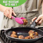 GreenLife Cooking Tools and Utensils, 7 Piece Nylon Set including Spatulas Turner Spoons and Tongs, Dishwasher Safe, Bright Pink