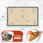 Silicone Mat for Baking Macaron, Bread, Pizza, Extra Thick Silicone Baking Mat with Measurement, Non Stick Pastry Mat for Dough Rolling Out, Heat Resistant to 480°F for Baker