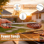 Grilling Accessories, HaSteeL 18in BBQ Grill Accessories Set of 4, Stainless Steel Grilling Tools for Outdoor Barbecue Camping, Heavy Duty Grill Spatula, Tong, Fork, Basting Brush, Gifts for Men
