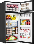 EUHOMY Mini Fridge with Freezer, 4.5 Cu.Ft Mini Refrigerator fridge, 2 door For Bedroom/Dorm/Office/Apartment - Food Storage or Cooling drinks, Black