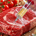Meat Injector Syringe - 3 Marinade Injector Needles for BBQ Grill, Premium Portable Turkey Injector kit for Smoker,Marinades Injectors for Meats With 1oz Large Capacity 1 Brush Easy to Use & Clean Red