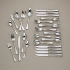Gorham Silverware Set, Studio 45-Piece Flatware Set, Service For 8, Teardrop Handles, 18/10 Stainless Steel, Dishwasher Safe And Tarnish Resistant, Knives Spoons And Forks (Silver, 45 Piece)