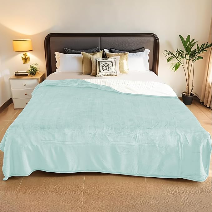 Electric Heated Blanket Queen Size - 84"x90", Soft Flannel Heating Blanket, 10 Heating Levels, 1-12 H Auto Shut Off, Dual Controllers, Breathable Warm and Washable for Bed, Mint Green