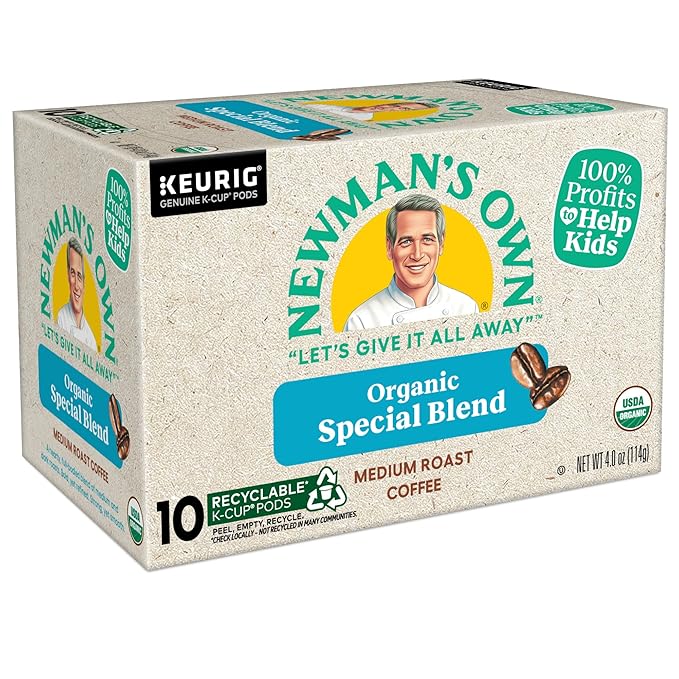 Newman's Own Organic Special Blend, Keurig Single Serve K-Cup Pods, Medium Roast Coffee, 60 Count, (6 Packs of 10)