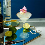 Viski Meridian Martini Glasses - Stemmed Fun Cocktail Glasses - Art Deco Ripple Gold Rimmed Crystal Glassware - 7.8oz Set of 2