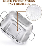 Gulex Colander Stainless Steel 3-Quart, Square Metal Strainers, Strainer for Kitchen Food, Dishwasher Safe