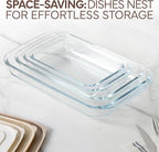 COOK WITH COLOR 8 PC. Glass Baking Dish Set with Lids - Deep Casserole Dish, Glass Food Container, Oven, Freezer and Microwave Safe, Clear Container, Brown