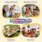 Wheat Straw Dinnerware Sets, Unbreakable Plates and Bowls Sets of 16, Kids Dinnerware Set Sevice for 4, Dishwasher & Microwave Safe Dish Set for Kitchen, Outdoor, Camping - Multi