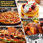 2 Pcs 12.7"15.5" Stainless Steel Roasting Pans with Handles, Baking Pan for Oven with 2 Pcs Flat Racks, Heavy Duty, Dishwasher Safe Rectangular Lasagna Pan with Handles for Turkey Chicken, Silver