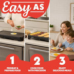 Gourmia 22 Inch XL Electric Griddle Pan - Nonstick Extra Large Flat Top Ceramic Surface, Countertop Cooker, Adjustable 200°F–400°F, Pull-Out Drip Tray, Compact Handle-Free Design