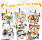 P&P CHEF 4 Inch Round Cake Pan Set of 3, Stainless Steel Round Baking Layer Pans Bakeware for Layer Birthday Cake, Fit Oven/Pots/Pressure Cooker, Leakproof & Dishwasher Safe, Silver