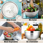P&P CHEF Mixing Bowls With Lids, Set of 6, Stainless Steel Nesting Mixing Bowls & Fitting Lids & Non-Slip Silicone Bottom, Ideal for Mixing, Storing, Size 0.7/1/1.5/2.5/3/4.6 Qt, Khaki