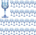 Plastic Wine Glasses, Plastic Goblets Vintage Style Cordial Unbreakable Drinking Glasses for Wedding Reception, Grand Event Party Supplies(48, Blue)