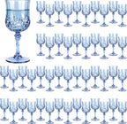 Plastic Wine Glasses, Plastic Goblets Vintage Style Cordial Unbreakable Drinking Glasses for Wedding Reception, Grand Event Party Supplies(48, Blue)