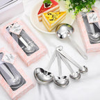 25 Set Pink Heart Shaped Measuring Spoons Stainless Steel Measure Tea Spoons for Bridal Shower Wedding Gift Birthday Tea Party Souvenirs for Guests with Individual Package (Elegant)