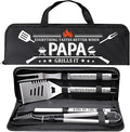 Papa Gifts from Grandkids, Gifts for Papa Christmas, Grilling Accessories, Heavy Duty Stainless Steel Grill Set BBQ Grill Tools for Outdoor Grill with Aluminum Case, Camping Grill Utensils Set