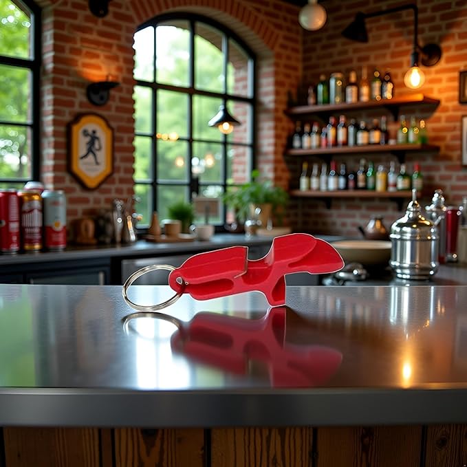 2Pcs Red Can Opener,Portable Beer Bottle Opener Keychain Shotgun Tool,Pocket Aluminum Beer Bar Tool Practical Processed Great for Parties,Favors,Drinking Accessories Bar and Wine Tools