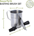 Cuisinart Sauce Pot and Basting Brush Set, 16 oz. Stainless Steel Grill Accessory with Silicone Basting Brush for Cooking & BBQ, Easy to Clean BBQ Accessories for Smoking and Grilling