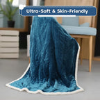 Electric Heated Blanket Throw Size - 50"x60", Soft Flannel Heating Blanket, 4 Heating Levels, 3 H Auto Shut Off, Breathable Warm and Washable for Sofa, Lake Blue