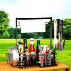 BBQ Caddy, Grill Caddy for Outdoor Grilling with Paper Towel Holder, Grill Utensil Caddy, Outdoor Kitchen Barbecue Accessories for Camper, Tailgate Essentials, Grilling Gifts for Men