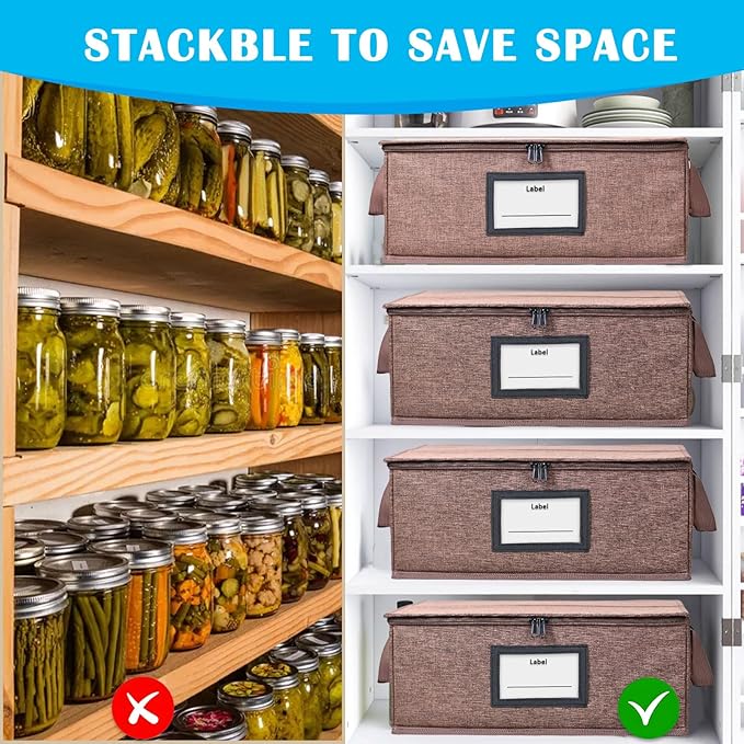 16+32 oz Mason Jar Storage Containers - Sturdy Canning Jar Boxes Organizer, Foldable with Dividers, Holds 12 Pint Mason Jars, Home Canning Supplies (Pint+Quart)