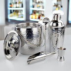 BREKX Insulated Ice Bucket for Cocktail Bar with Drink Shaker 5-Piece Cocktail Set for Parties with Lid and Scoop - Bartender Accessories, Bartending Kit for Home Bar or Gifting