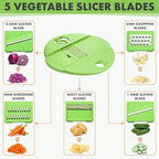 5-in-1 Salad Spinner Large with Lid Vegetable Washer and Dryer Fruit Cleaner Vegetable Chopper & Slicer with 5 Blades, 5 Qt Lettuce Spinner Strainer Shredder Bowl Egg Yolk Separator for Easy Meal Prep