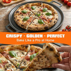 Nonstick Pizza Steel Pan for Pizzas & Flatbreads up to 14", Tri-Ply Stainless Steel with Aluminum Core, Lightweight 4.6 lbs Design, Oven & BBQ Grill Safe up to 900°F, Easy Clean Cooking Surface