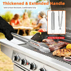 BBQ Grill Accessories, 32Pcs Grilling Gifts for Men Birthday Fathers Day, Heavy Duty Stainless Steel Grill Tool Set, Grill Utensils Kit for Outdoor Grill with Case, Thermometer & Meat Injector
