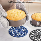 SMARTAKE 3 Set Silicone Trivet Mats, Multi-Use Carved Trivet Mat, Insulated Non-Slip Durable Kitchen Mats, Flexible Modern Kitchen Table Mat, for Hot Dishes, Pots, Dining Countertop, Grey, STM413H