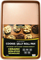casaWare 2pc Ultimate Commercial Weight 15 x 10 x 1-Inch Cookie Sheet Set (Rose Gold Granite)