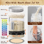 Angadona Sourdough Starter Kit, Sourdough Bread Baking Supplies, 40oz Sourdough Starter Jar, 9" Round & 10" Oval Silicone Bread Proofing Baskets Set, Bread baking tools,Silicone bread Sling