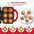 Holstein Housewares Non-Stick 6-Count Electric Cupcake Maker Machine – Bakes 6 Cupcakes, Muffins, Pizza Cups, Cinnamon Buns – Perfect for Gifts, Birthdays, Holidays, or Bake Sales, Red