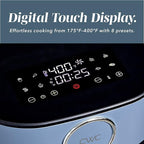 COOK WITH COLOR 1400W 5.5Qt Digital Kitchen Air Fryer with Glass Basket, 8 Presets Healthy Cooking Options, Bake, Fry, Reheat, 60-Min Timer, Adjustable Temperature Control 175°F–400°F, Slate Blue
