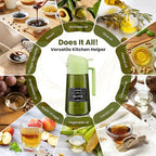 LAKUMIQI 2 in 1 Oil Sprayer for Cooking, 16oz Olive Oil Dispenser Bottle for Kitchen, Food Grade Light-Blocking Leak Proof Glass Spray Bottle for Salad, Air Fryer, BBQ