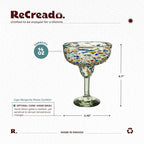 Confetti Dots Hand Blown Margarita Glasses - 100% Recycled Mexican Glassware - Artisan Crafted Drinking Glasses for Margaritas, Frozen Cocktails or Tequila - Set of 4 (14 oz)
