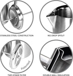 Frieling French Press Coffee Maker - 17 oz, Polished Stainless Steel - Double-Wall Insulated French Press & Cold Brew Pitcher for Camping & Travel - Manual Non-Plastic Coffee Maker