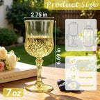 Plastic Wine Glasses, Plastic Goblets Vintage Style Cordial Unbreakable Drinking Glasses, Reusable Drinkware for Wedding Reception, Grand Event Party Supplies (12, Gold)