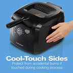 Hamilton Beach Cool Touch Electric Deep Fryer with Basket and Lid, 2 Liters / 8 Cups Oil Capacity, Adjustable Temperature, 1500 Watts for Fast Heat-up, viewing Window Easy to Clean, Black (35021)