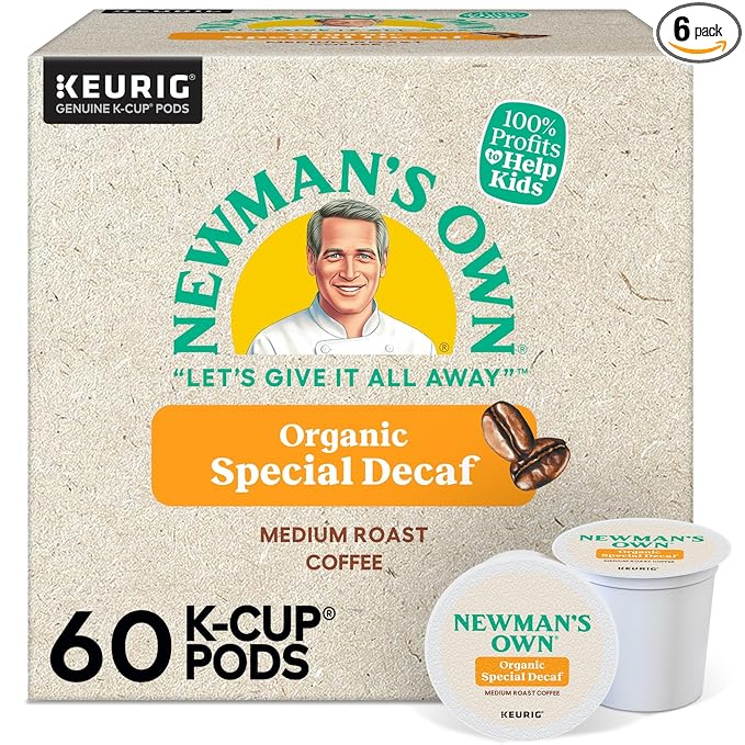 Newman's Own Organics Special Blend Decaf Keurig Single-Serve K-Cup Pods, Medium Roast Coffee, 60 Count (6 Packs of 10)