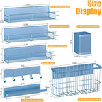Magnetic Spice Rack for Refrigerator, 7 Pack Metal Magnetic Shelf, Moveable Magnetic Storage Fridge Organizer, Spice Organizer, Hook Rack, Paper Towel Holder, Utensils and Cutting Board Holder, Blue