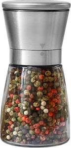 Pepper Grinder or Pepper Mill, Manual Salt Grinder Refillable with Adjustable Coarseness, Black Pepper Grinder Made of Stainless Steel, Himalayan Salt and Sea Salt Grinder