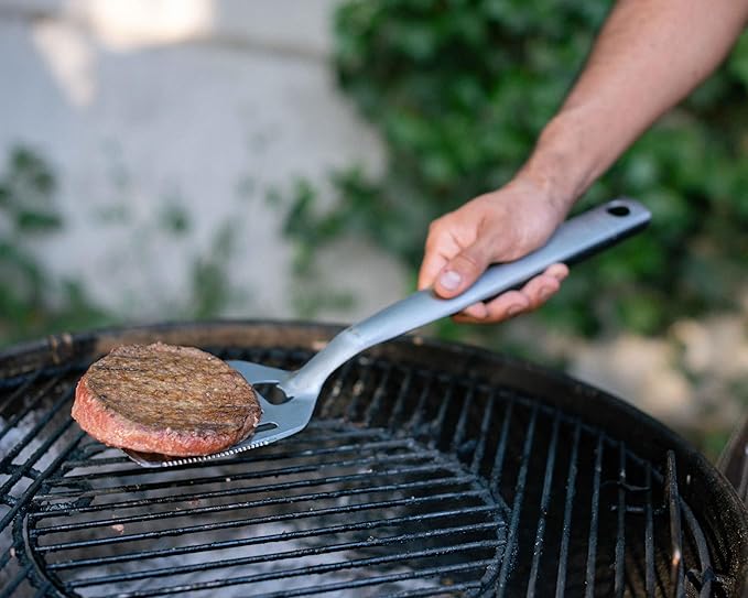 4-Piece BBQ Tool Set - Stainless Steel Grilling Utensils Kit for Outdoor Barbecue - Tongs, Spatula, Fork, Basting Brush - Heavy-Duty Grill Accessories with Heat-Resistant Handles