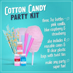 Nostalgia FSCC8 Cotton Candy Party Kit 3 Flavors, 4 Reusable Cones, 10 Floss Bags, 1, blue