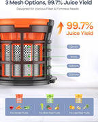 Ganiza Cold Press Juicer, 4.3" Compact Space-Saving Design Juicer Machine with 3 Replaceable Filters, One-Touch & Ultra-Quiet Operation, BPA-Free Easy to Clean, Silver