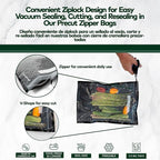 Stash Proof Resealable Zipper Vacuum Seal Bags 8" x 12" (100 Count) 5.5 Mil (Black and Clear) - BPA Free Commerical Grade Food Saver for Storage, Sous Vide, and Meal Prep Sealer Bag