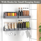 HuggieGems 4 Pack Magnetic Spice Rack Organizer for Refrigerator and Oven, Dark Grey Fridge Organizers and Storage for Kitchen
