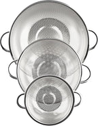 3-Piece Stainless Steel Mesh Micro-Perforated Strainer Colander Set (1-Quart, 2.5-Quart and 4.5-Quart)